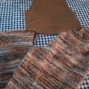 Zara Ribbed Brown Top W/ Sherpa Pants.